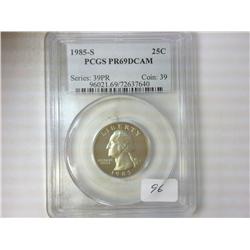 1985-S WASHINGTON QUARTER PCGS PR69DCAM