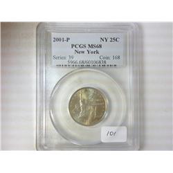 2001-P NEW YORK QUARTER PCGS MS68