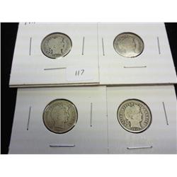 1911,12,14-D & 15 BARBER DIMES