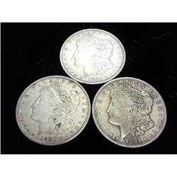 1921-P/D/S MORGAN SILVER DOLLARS 3 COINS