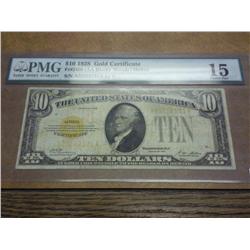 1928 $10 GOLD CERTIFICATE PMG CHOICE FINE 15