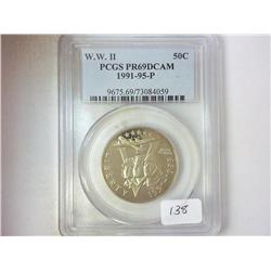 1991-95-P WWII HALF DOLLAR PCGS PR69DCAM