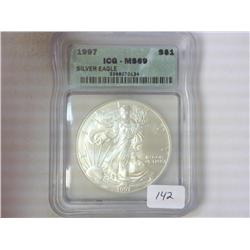 1997 AMERICAN SILVER EAGLE ICG MS69