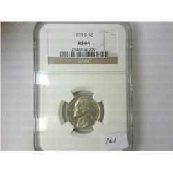 1973-D JEFFERSON NICKEL NGC MS64