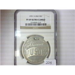 1991-S USO SILVER DOLLAR NGC PF69 ULTRA CAMEO