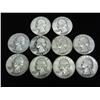 Image 1 : 10 ASSORTED 50'S WASHINGTON SILVER QUARTERS