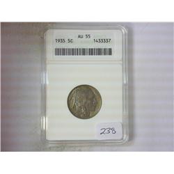 1935 BUFFALO NICKEL ANACS AU55