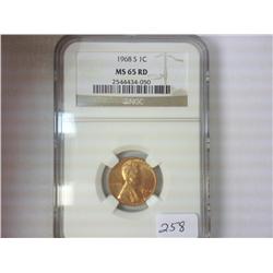 1968-S LINCOLN CENT NGC MS65RD