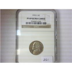 1993 JEFFERSON NICKEL NGC PF69 ULTRA CAMEO