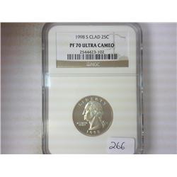 1998-S WASHINGTON QUARTER NGC PF70 ULTRA CAMEO