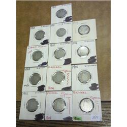 1900-12 LIBERTY "V" NICKELS 13 COINS