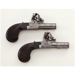 Matched Pair of Boutet Muff Flintlock Pistols