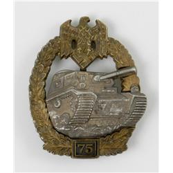 WWII German Army ''75'' Tank Assault Badge