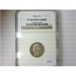 1986-S JEFFERSON NICKEL NGC PF68 ULTRA CAMEO