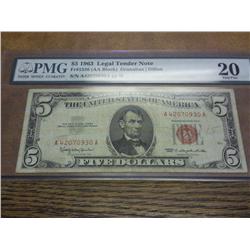1963 FIVE DOLLAR LEGAL TENDER NOTE  PMG (VF 20)