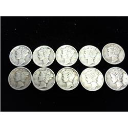 10-40'S MERCURY DIMES (SILVER)