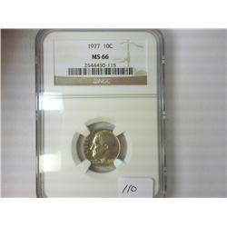 1977 ROOSEVELT DIME NGC MS66