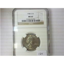 1980-S SBA DOLLAR NGC MS65