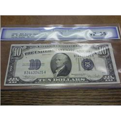 1934-C $10 SILVER CERTIFICATE SCG (VF 35) BLUESEAL