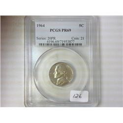 1964 JEFFERSON NICKEL PCGS PR69