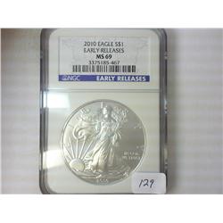 2010 AMERICAN SILVER EAGLE NGC MS69 EARLY RELEASES