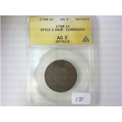 1798 US LARGE CENT STYLE 1 HAIR ANACS AG3 DETAILS