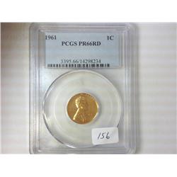 1961 LINCOLN CENT PCGS PR66RD