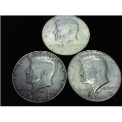 3-40% SILVER KENNEDY HALF DOLLARS