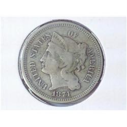 1874 THREE CENT PIECE (NICKEL)