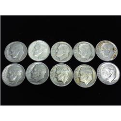 10 ASSORTED SILVER ROOSEVELT DIMES