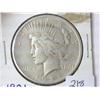 Image 1 : 1921 PEACE SILVER DOLLAR (KEY DATE) (EXTRA FINE)