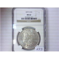 1879-S MORGAN SILVER DOLLAR NGC MS62