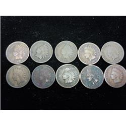 10 ASSORTED INDIAN HEAD CENTS