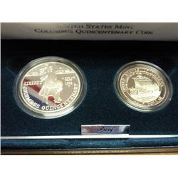 1992 COLUMBUS QUINCENTENARY 2 COIN PROOF SET