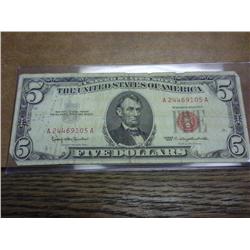 1963 $5 US NOTE RED SEAL