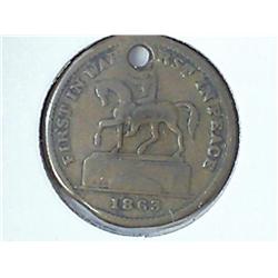 1863 CIVIL WAR TOKEN 1ST IN WAR 1ST IN PEACE