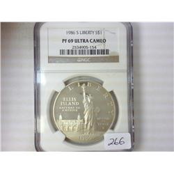 1986-S LIBERTY SILVER DOLLAR NGC PF69 ULTRA CAMEO