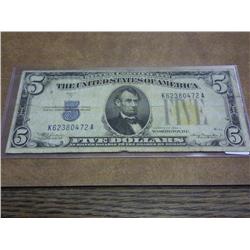 1934-A $5 SILVER CERTIFICATE NORTH AFRICA GOLDSEAL
