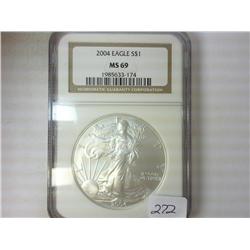 2004 AMERICAN SILVER EAGLE NGC MS69