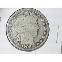 1908 BARBER HALF DOLLAR