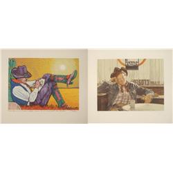 2 Art Prints Cowboy & Mexican -Parker, Coming