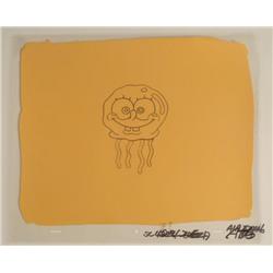 Jellyfish SpongeBob Original Cel Production Art Orange