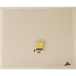 Wearing A Bowl Original Animation Art Cel SpongeBob