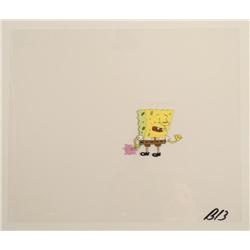 Pointing At Himself Original SpongeBob Art Cel Flowers