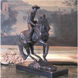 Stunning Bronze Sculpture Cowboy on Horseback