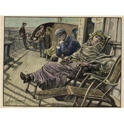 ORIGINAL Antique HAND-COLORED scene ~ Trans Continental