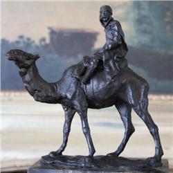 Excellent Camel & Rider Bronze Sculpture After L. Car