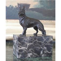 Proud German Shepherd Bronze Sculpture After Barye
