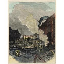 ORIGINAL Antique HAND-COLORED scene ~ INTERIOR VIEW OF