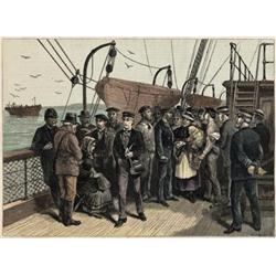 ORIGINAL Antique HAND-COLORED scene ~ A EUROPEAN STEAME